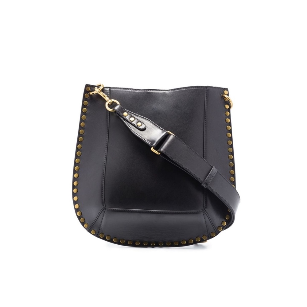 Isabel Marant Black Shoulder Bag with Curved Shape and Gold Hardware